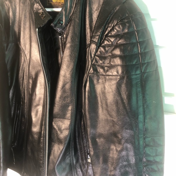 Men's Black Leather Jacket with Buckle Detail - Picture 3 of 7